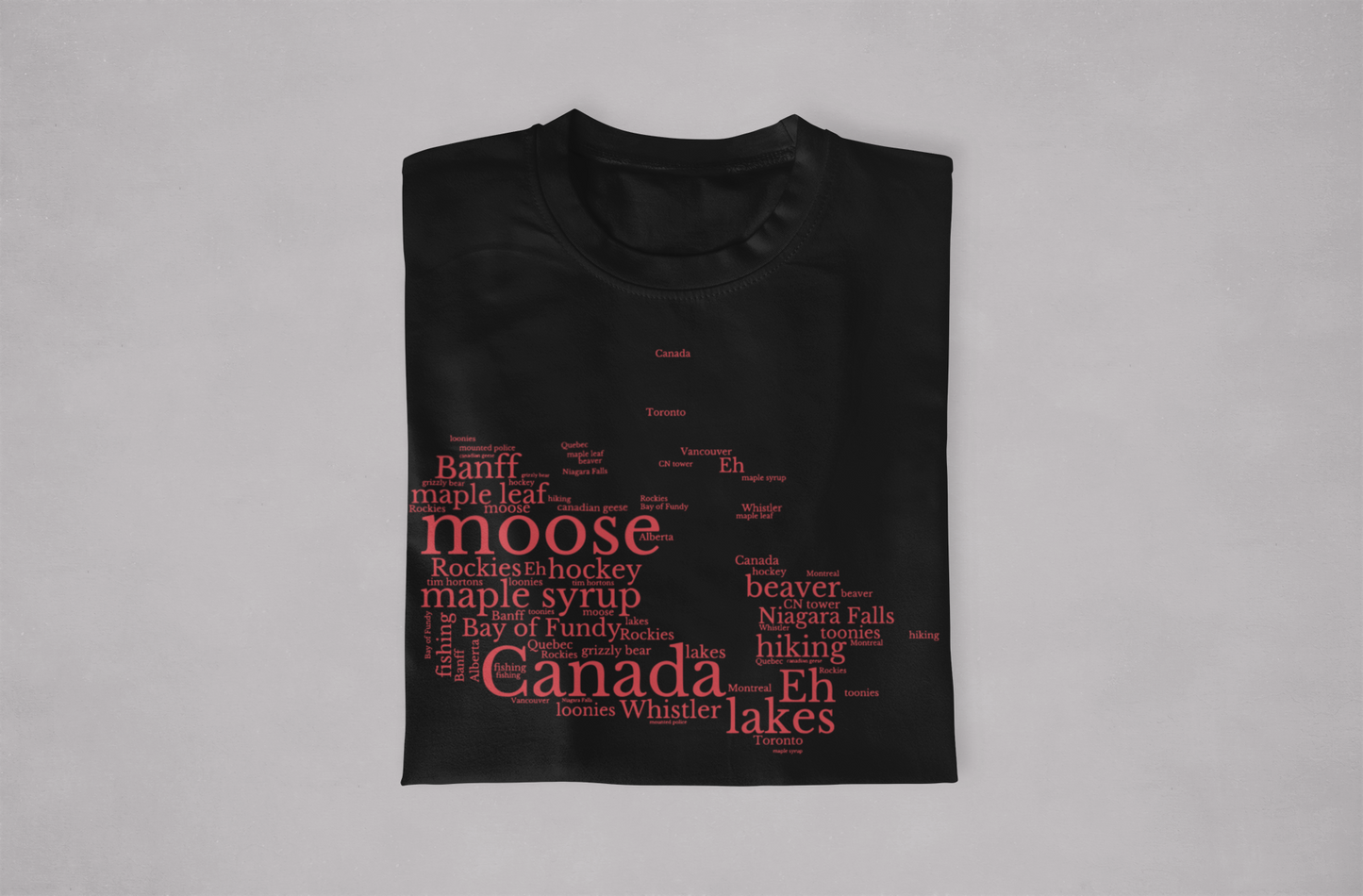 Canadian Words Map Hoodie or Tee