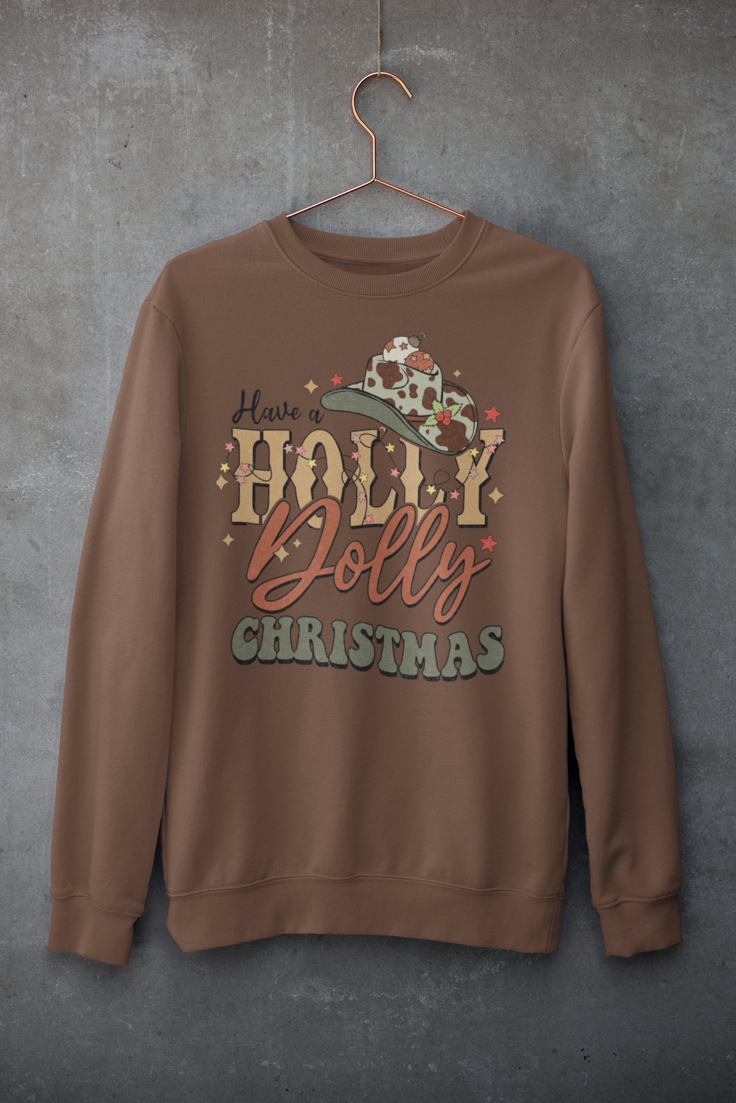 Have a Holly Dolly Christmas Funky Cowboy Hat Sweater