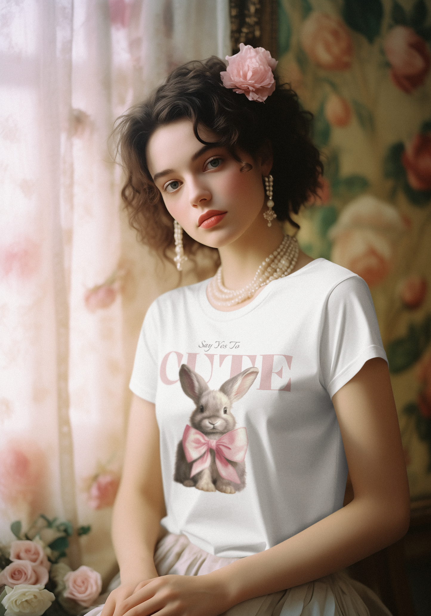 Say Yes to Cute Bunny Bow Cozy Tee or Crew
