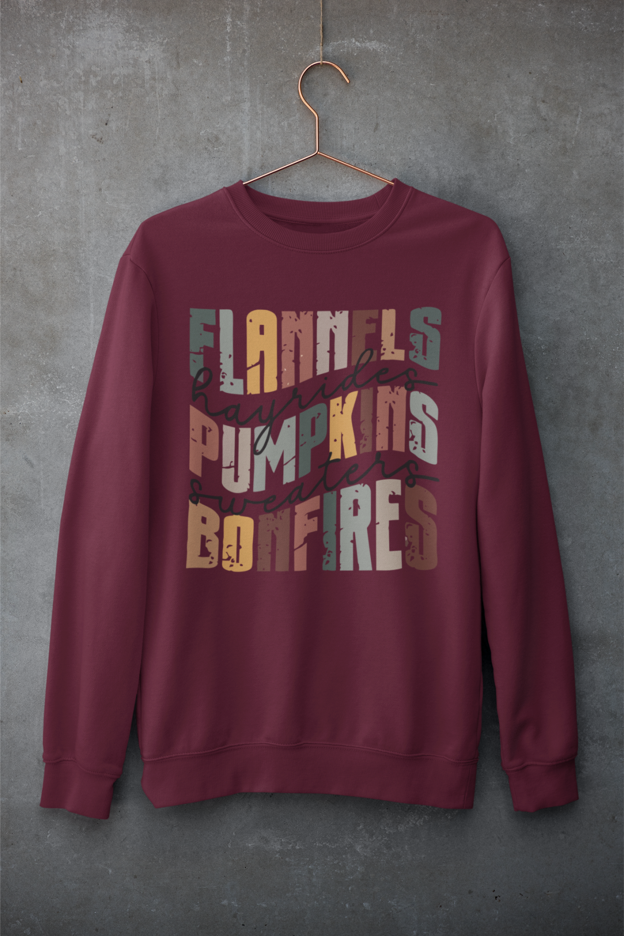 Flannels Pumpkins Bonfires Crewneck Sweater