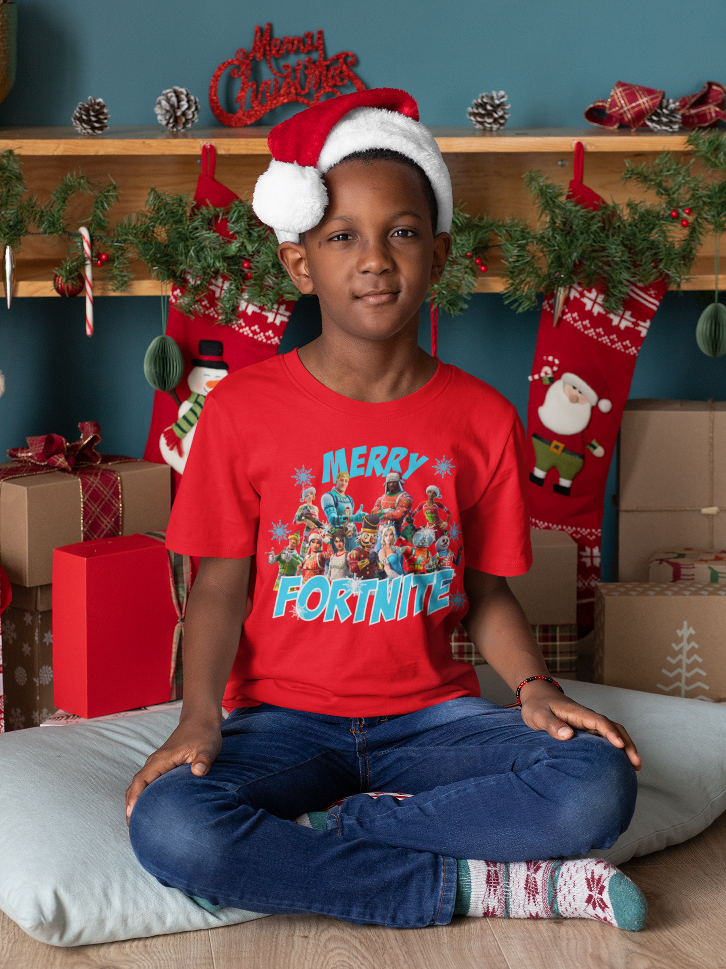 Kid's Merry Fortnite Christmas T-shirt