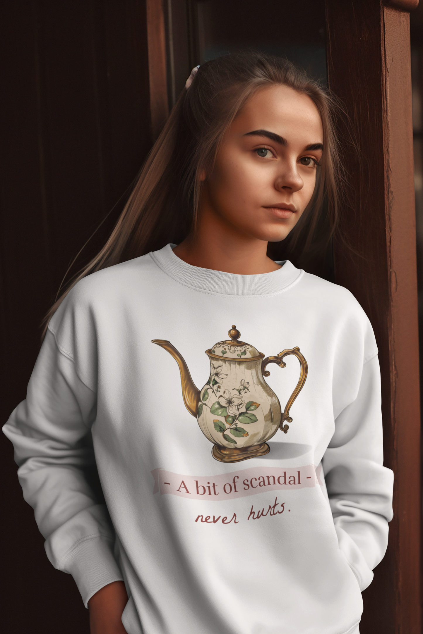 A bit of Scandal Never Hurts Teapot Tee or Crew