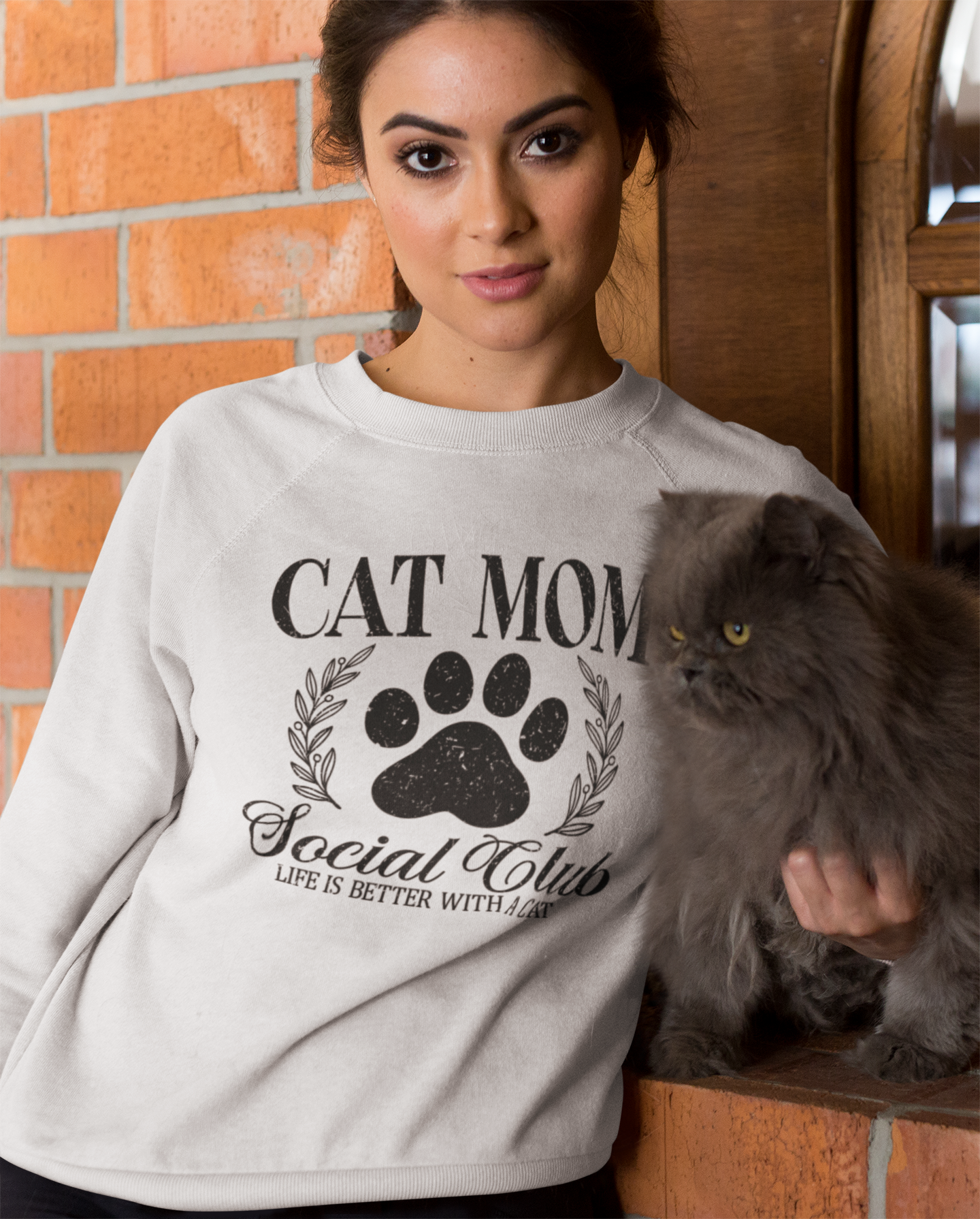 Cat Mom Social Club Crewneck Sweater