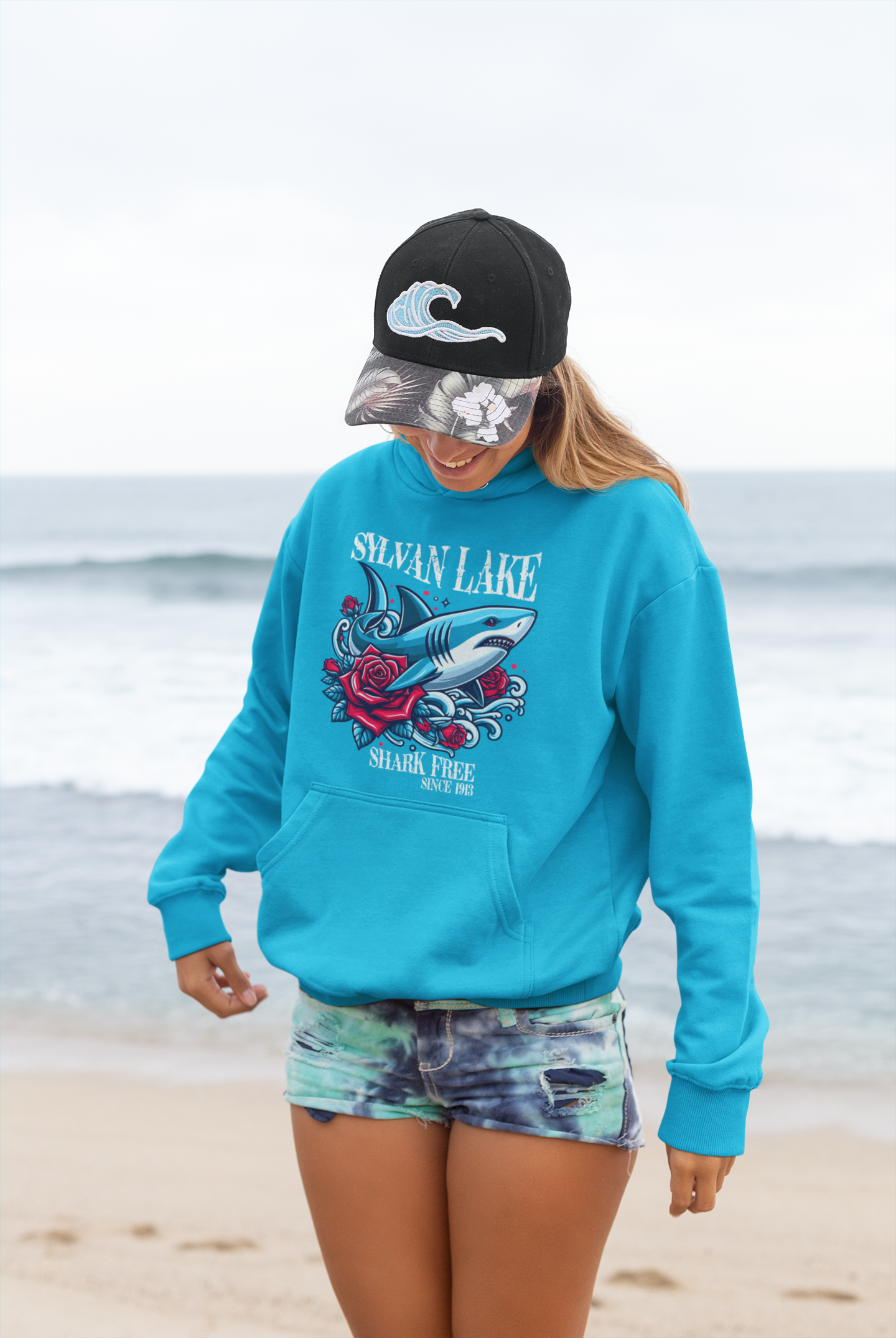 Sylvan Lake Shark Free Retro Tattoo Hoodie