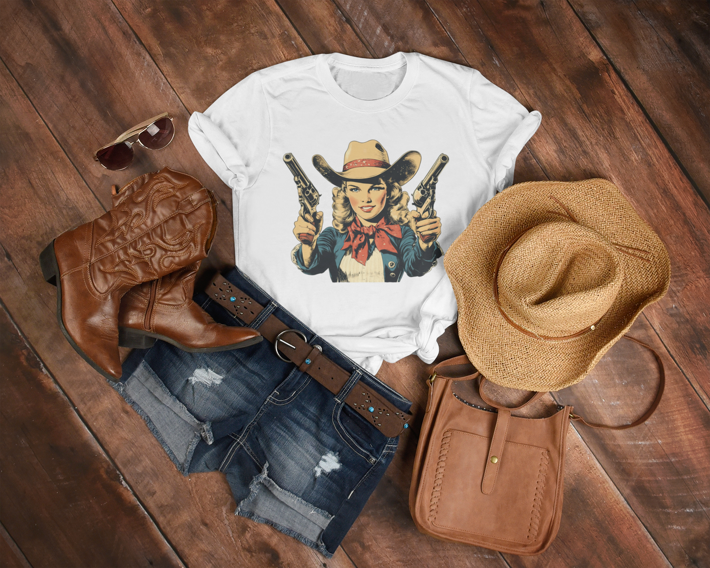 Retro Cowgirl Revolvers Tee