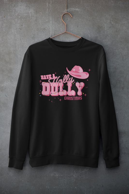 Have a Holly Dolly Christmas Pink Western Hat Sweater
