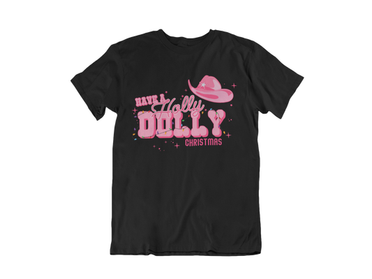 Have a Holly Dolly Christmas Pink Western Hat T-Shirt