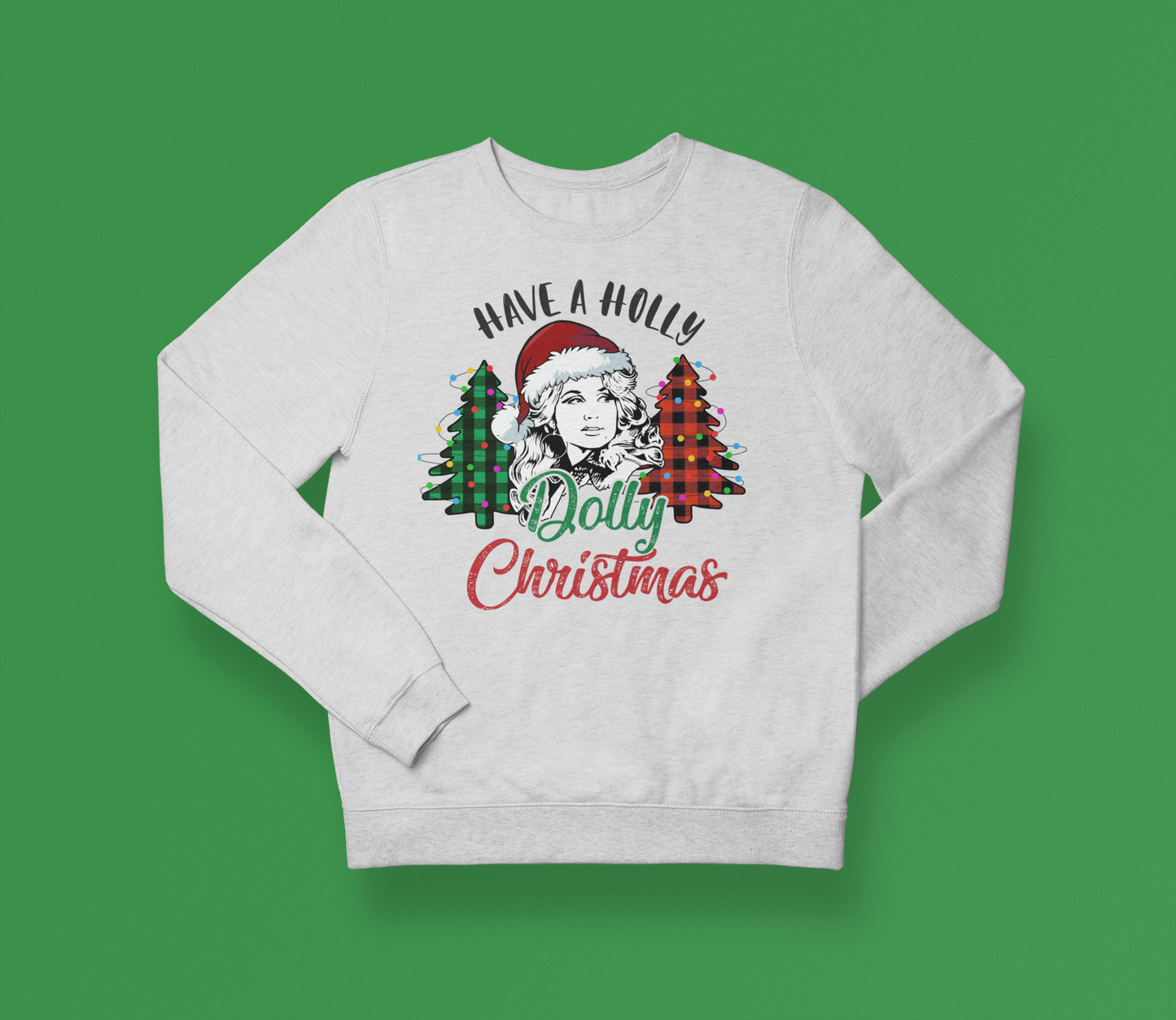 Have a Holly Dolly Christmas Buffalo Plaid Sweater