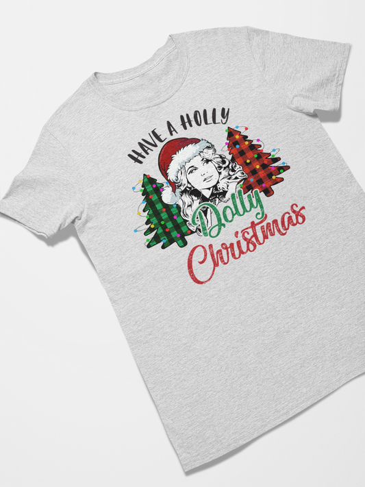 Have a Holly Dolly Christmas Buffalo Plaid T-Shirt