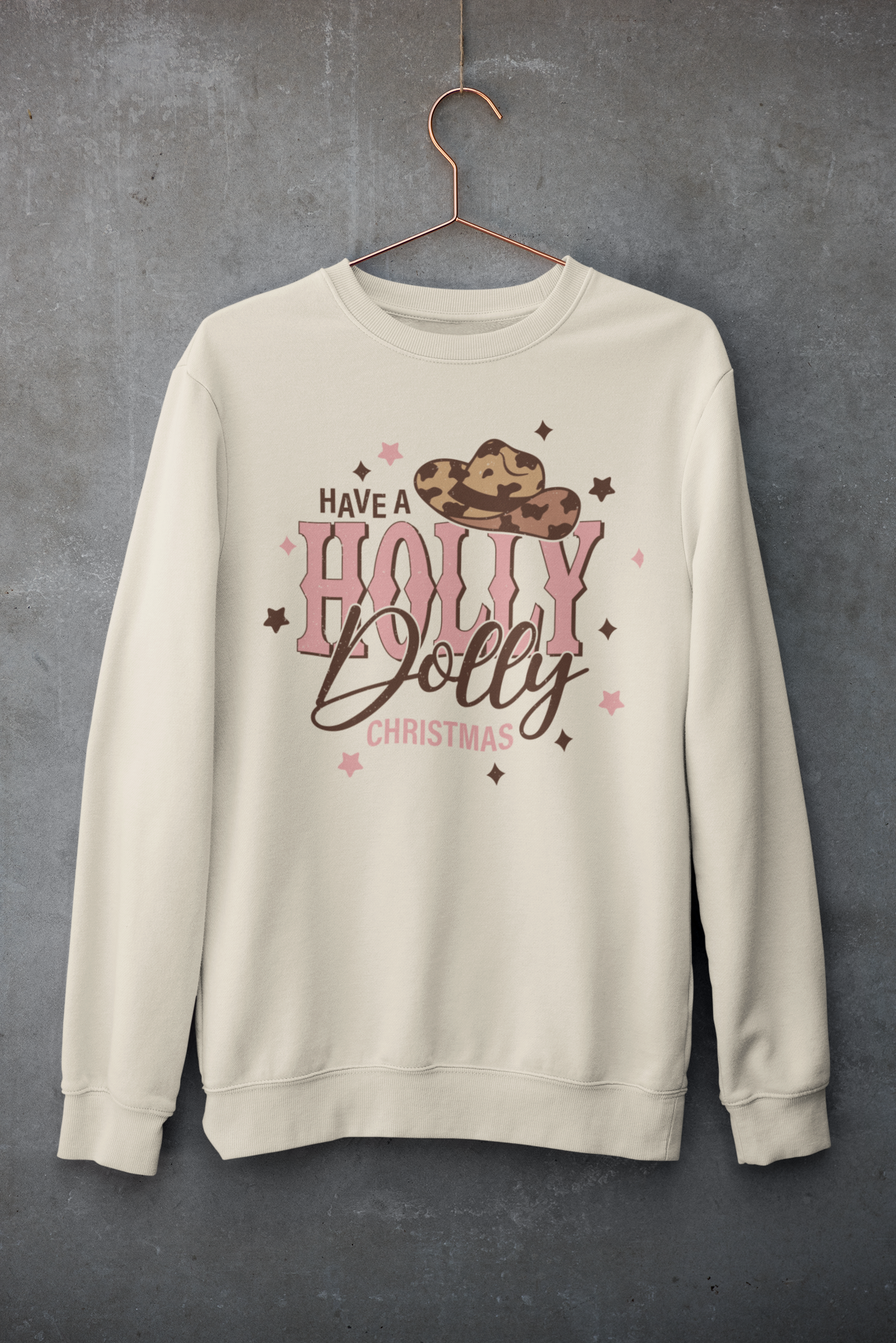 Have a Holly Dolly Christmas Leopard Cowboy Hat Sweater