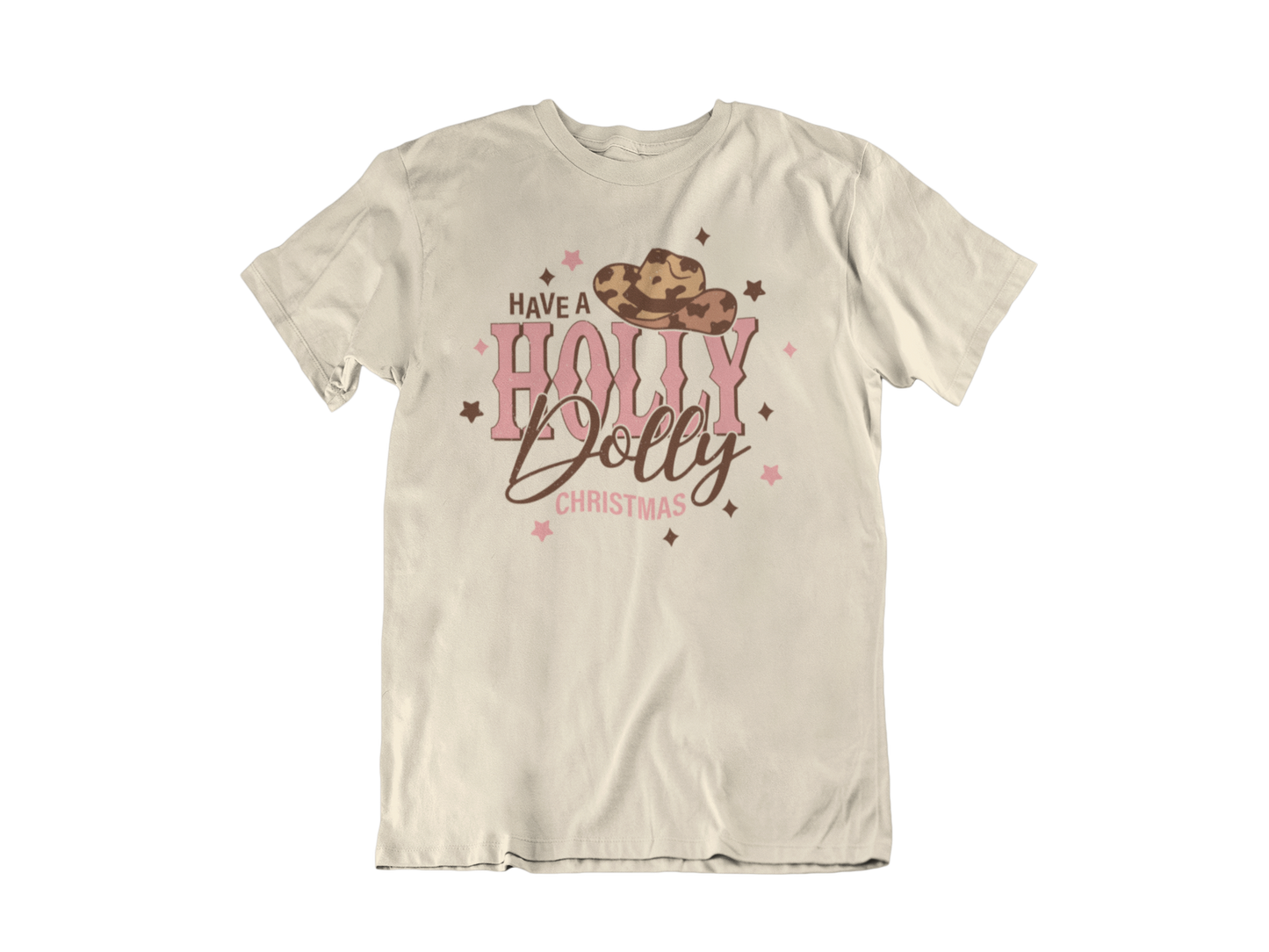 Have a Holly Dolly Christmas Leopard Cowboy Hat T-Shirt