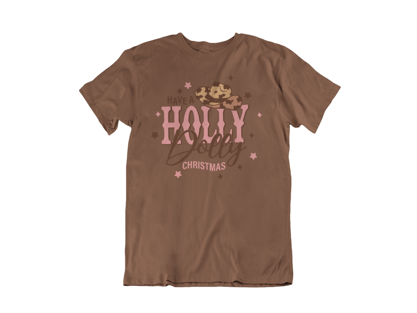 Have a Holly Dolly Christmas Leopard Cowboy Hat T-Shirt
