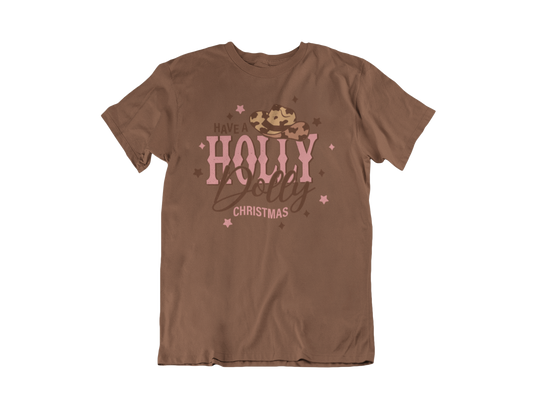 Have a Holly Dolly Christmas Leopard Cowboy Hat T-Shirt