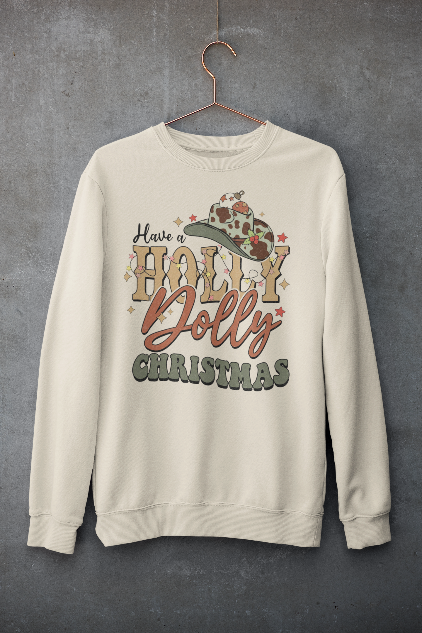 Have a Holly Dolly Christmas Funky Cowboy Hat Sweater