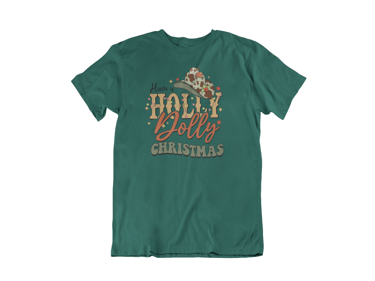 Have a Holly Dolly Christmas Funky Cowboy Hat T-Shirt