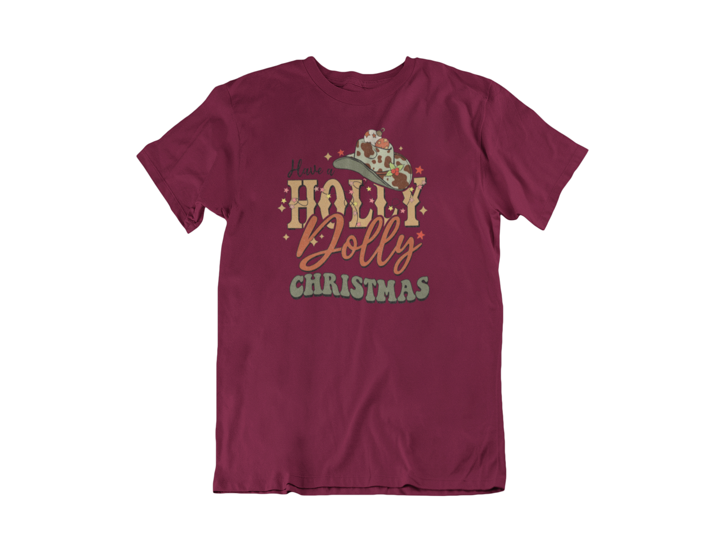 Have a Holly Dolly Christmas Funky Cowboy Hat T-Shirt