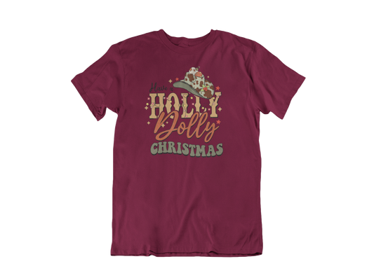 Have a Holly Dolly Christmas Funky Cowboy Hat T-Shirt