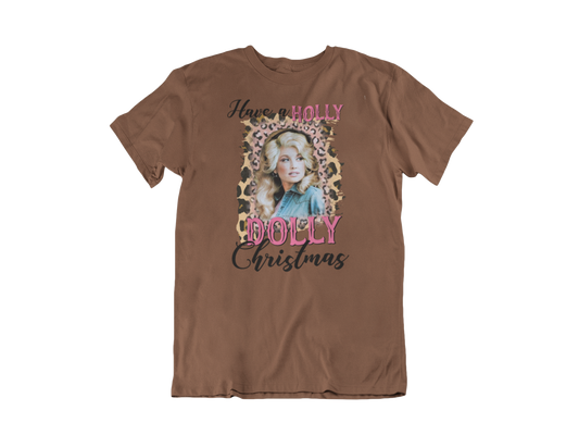 Holly Dolly Christmas Leopard Tshirt