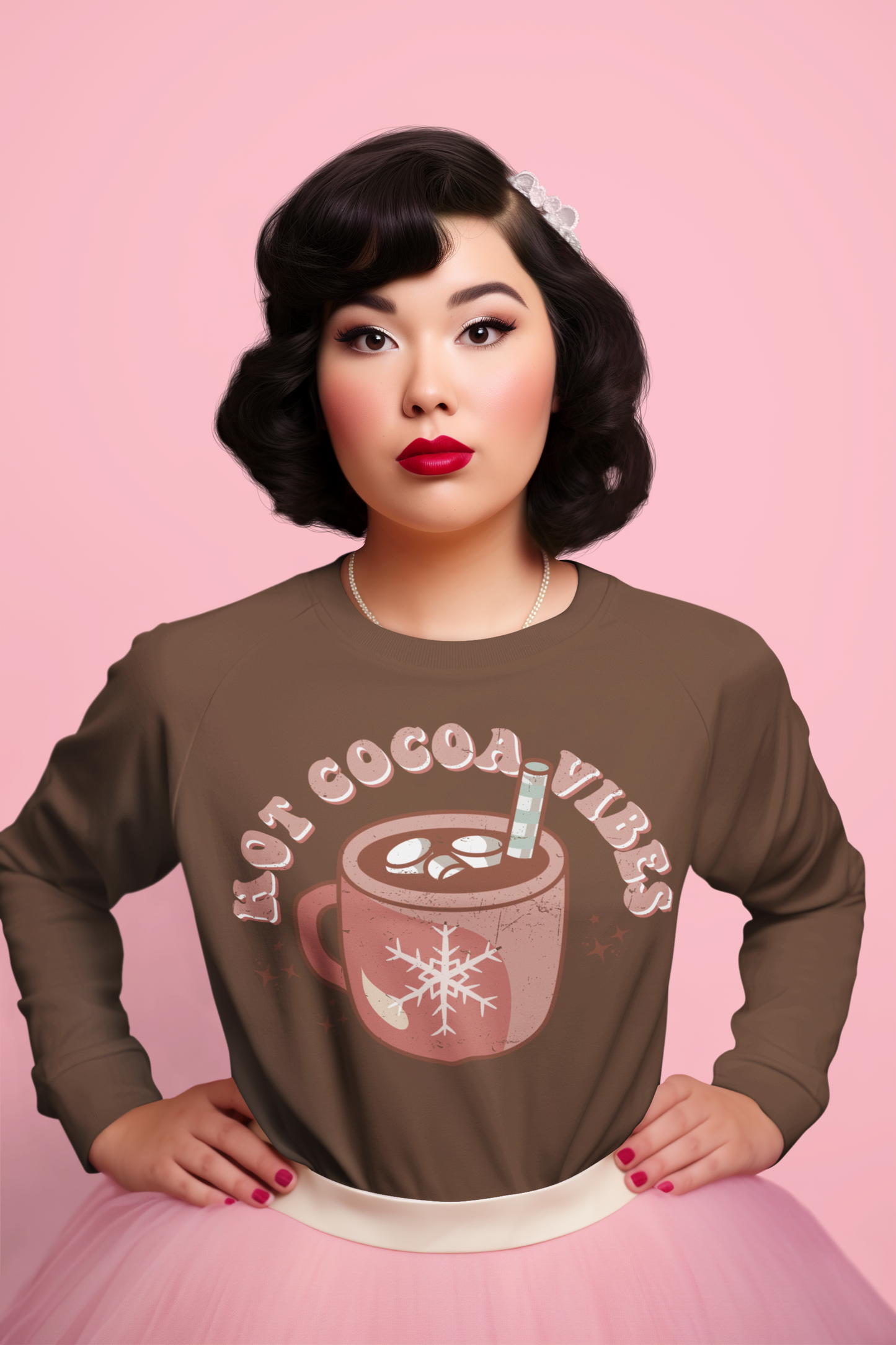 Hot Cocoa Vibes Retro Crewneck