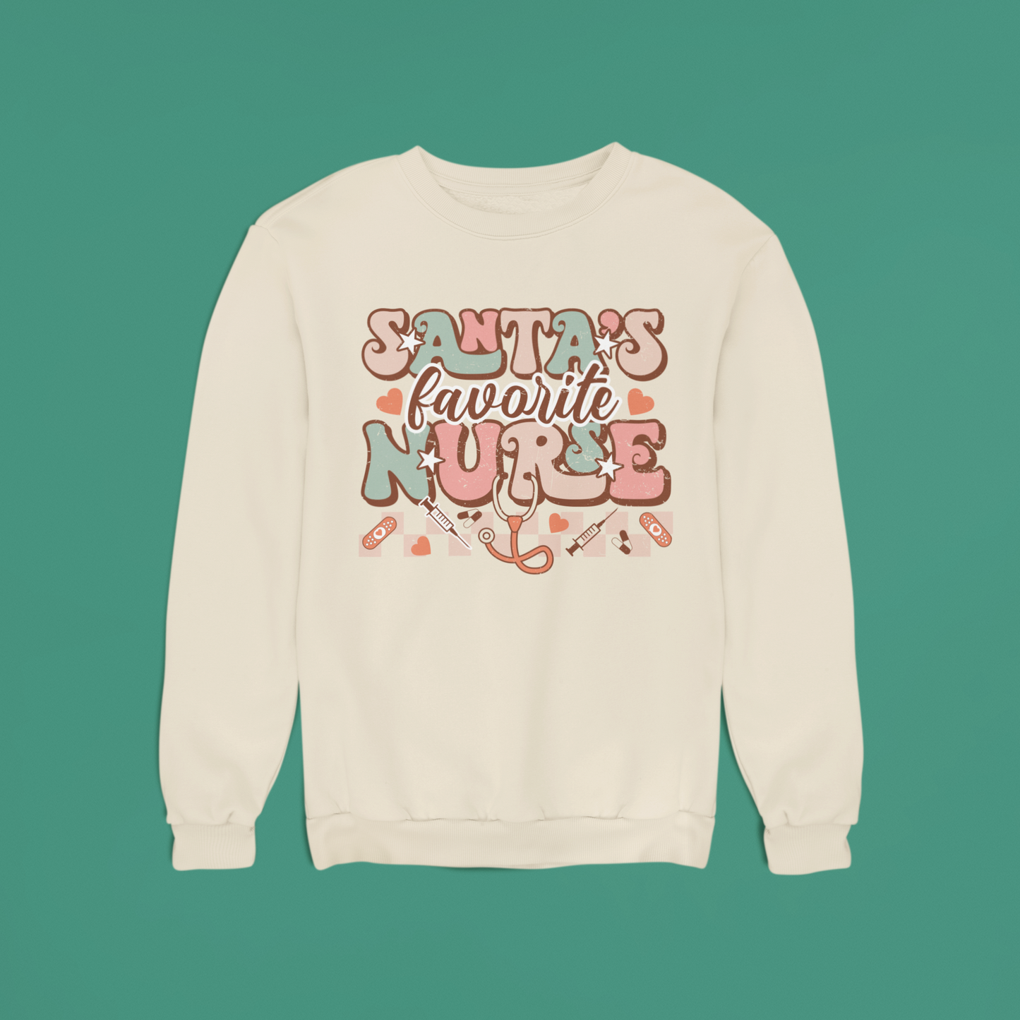 Santa's Favorite Nurse Retro Christmas Crewneck