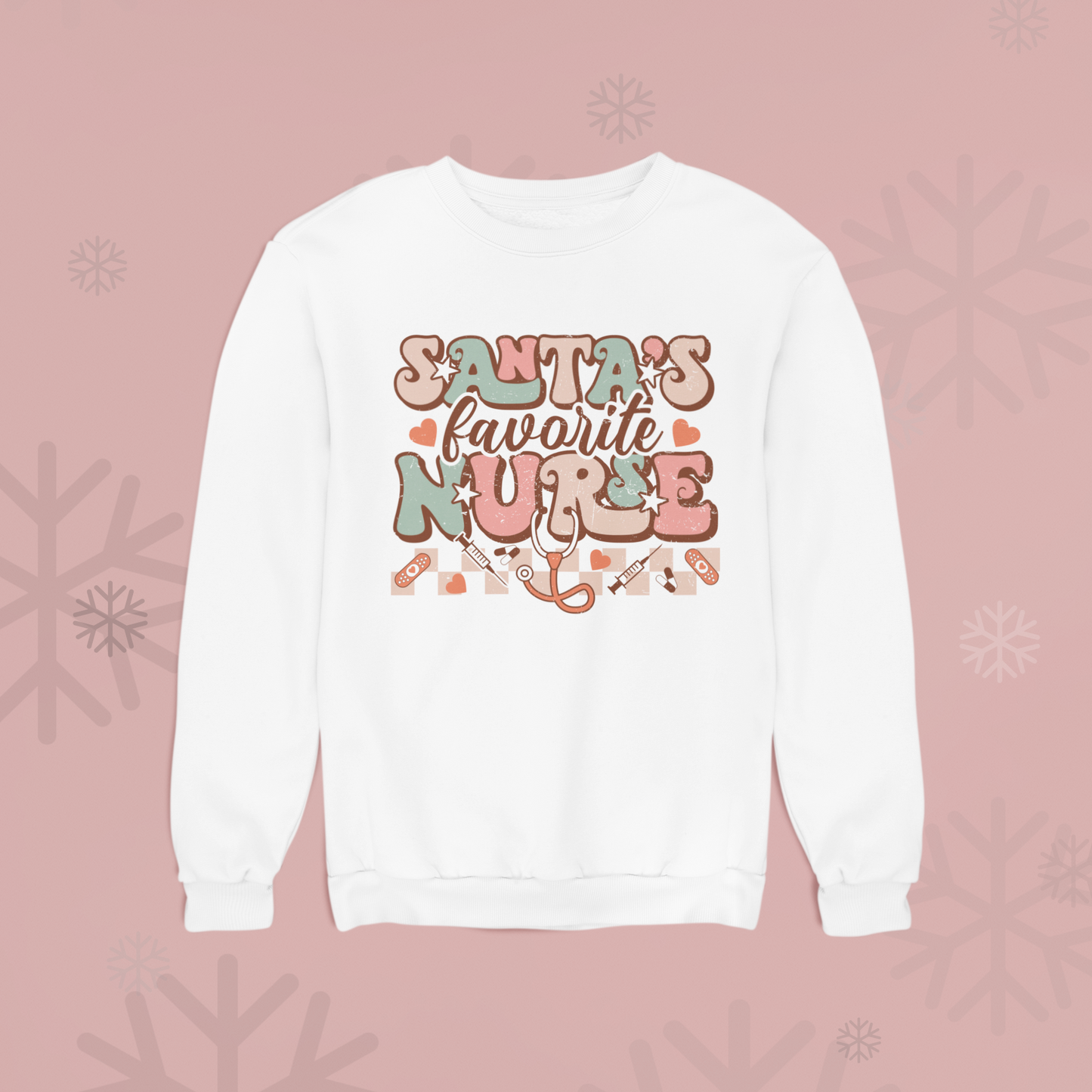 Santa's Favorite Nurse Retro Christmas Crewneck