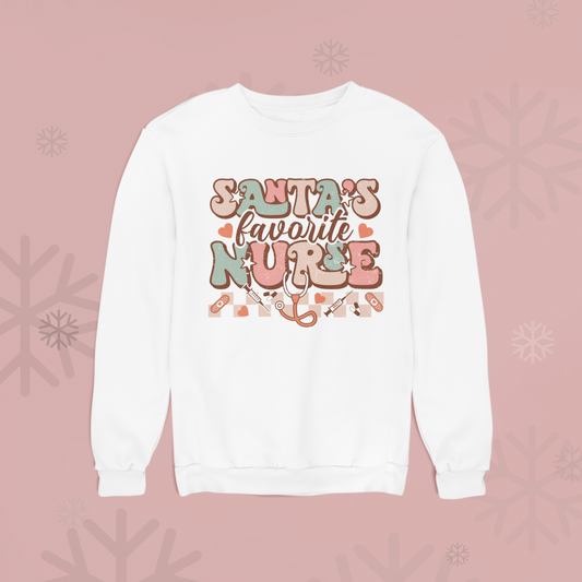 Santa's Favorite Nurse Retro Christmas Crewneck