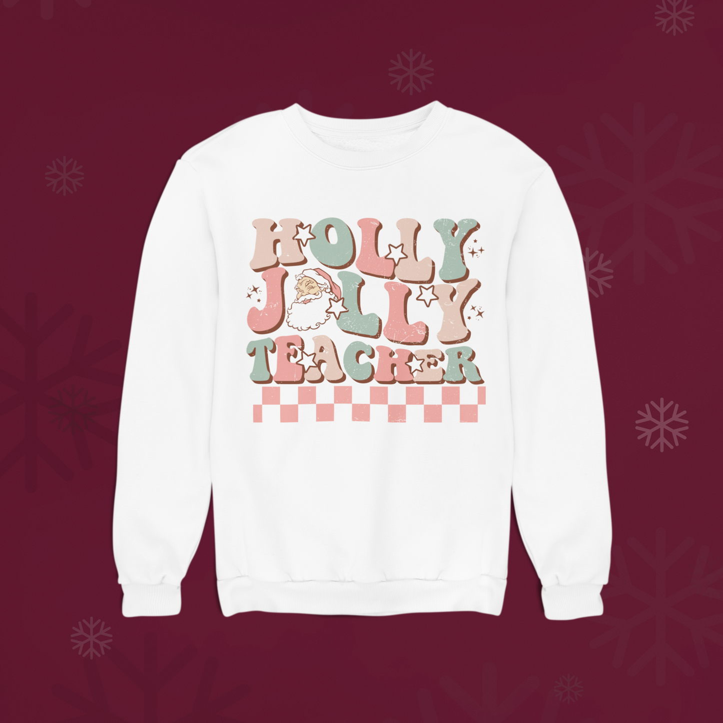 Holly Jolly Teacher Retro Crewneck