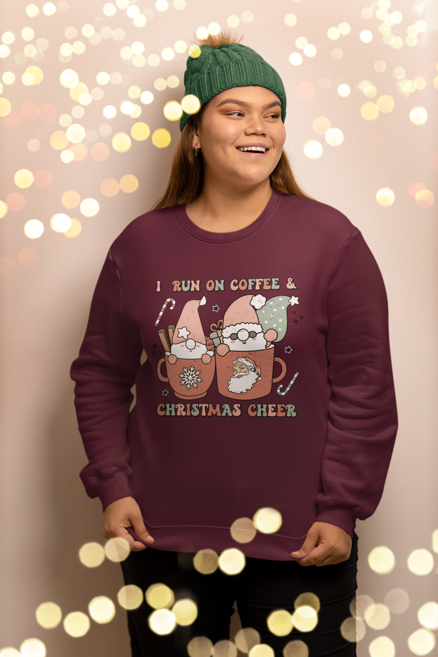 I Run On Coffee & Christmas Cheer Retro Crewneck