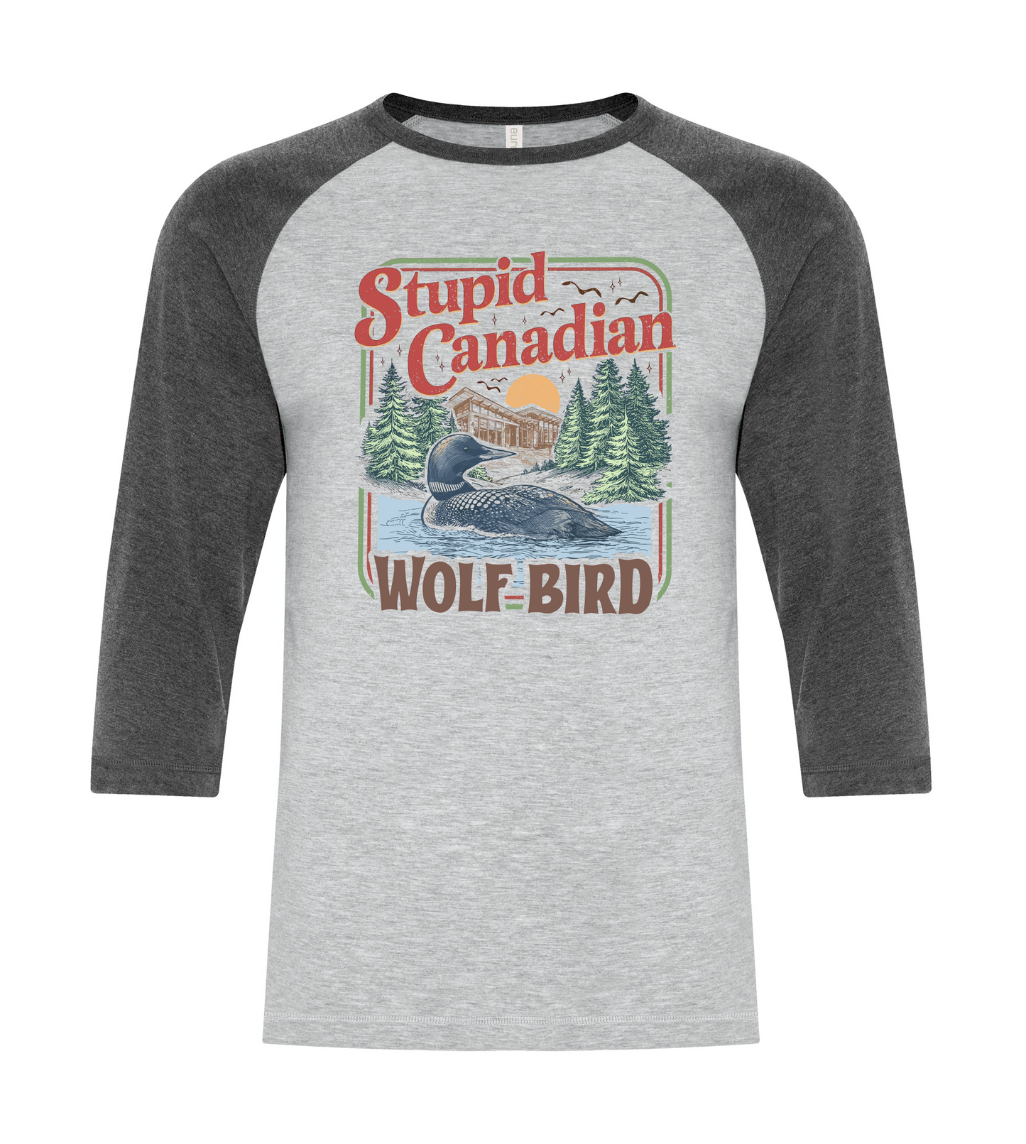 Stupid Canadian Wolf Bird Raglan T-Shirt