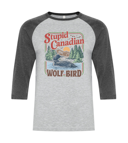 Stupid Canadian Wolf Bird Raglan T-Shirt
