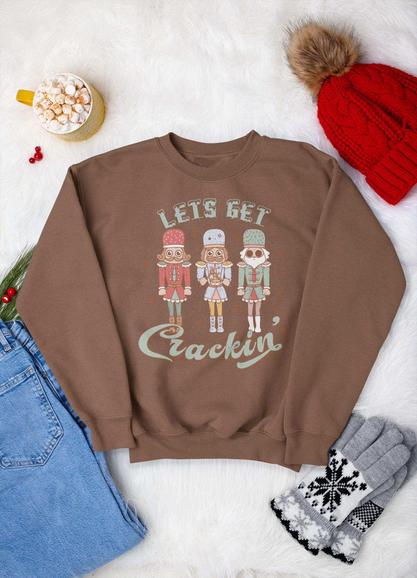 Let's Get Crackin Nutcracker Retro Crewneck