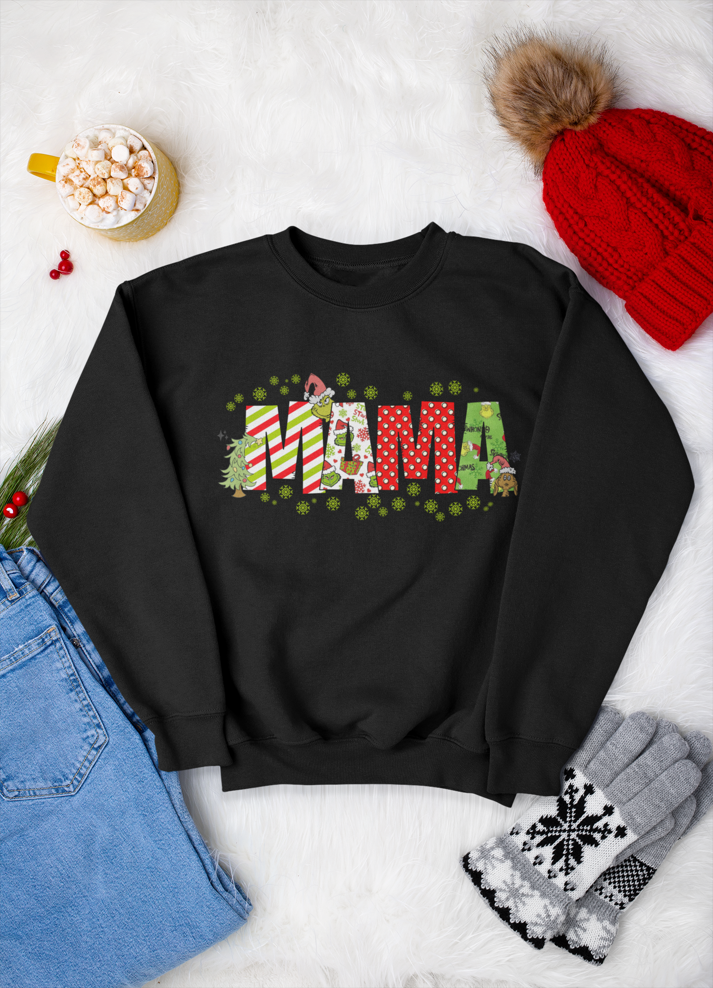 Personalized Mama Family Grinch Crewneck