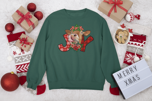 Joy Christmas Cow Sweater